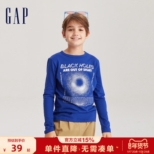 gap男童秋季洋气纯棉运动长袖，t恤儿童装童趣，印花休闲上衣797412