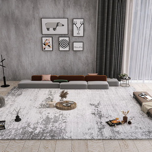 意式极简客厅地毯现代简约茶几轻奢高级卧室床前毯侘寂风灰色定制