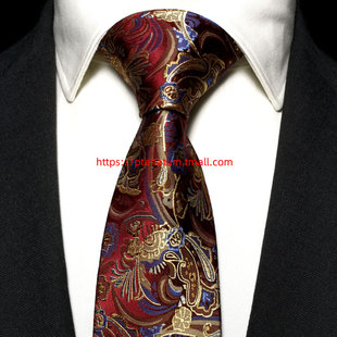 ptahatum男士婚礼商务，真丝领带三件套装红色，花纹宴会正装领带