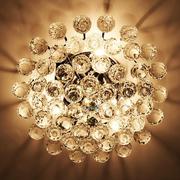 金色铬色水晶灯客厅灯圆形大气卧室灯现代简约水晶吸顶灯走廊玄关