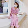 粉紫色连衣裙夏季2022法式气质别致独特漂亮今年流行长裙子