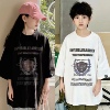 波拉韩国女男孩小中大儿童装夏青少年初中生亲子街舞短袖T恤上衣