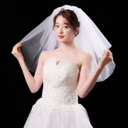 韩式新娘蓬蓬头纱多层婚纱拍照道具结婚头饰简约短款旅拍造型