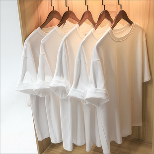 (两件装)200g纯棉圆领，打底t恤短袖t恤男女新疆棉花重磅t宽松夏季