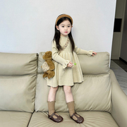 儿童毛线裙子女童秋冬装，针织长袖连衣裙，韩版宝宝洋气打底裙子