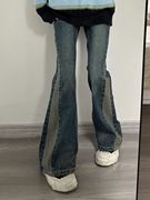 美式复古拼接色，拖地喇叭牛仔裤，女高腰显瘦ds-a306-nzk111-p43