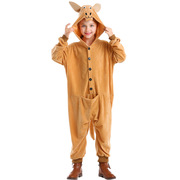 万圣节儿童服装 cosplay袋鼠宝宝亲子动物装扮儿童中性带帽连体衣