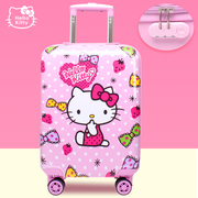 凯蒂猫儿童行李箱女孩可爱卡通旅行箱18寸万向轮拉杆箱可坐可