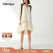 Fabrique 蝴蝶结V领无袖连衣裙2023夏季芭比设计感连衣裙女