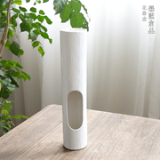 日本进口陶瓷直筒自由花花器日式花道插花器皿，创意白色花瓶摆件