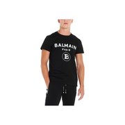 香港直发BALMAIN巴尔曼男士黑色棉质徽标T恤SH01601I192短袖圆领