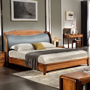 乌金木床全实木真皮床箱框主卧家具1.8米现代中式双人床软包