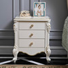 欧式床头柜卧室简约现代多功能白色，描金实木雕花，法式浪漫储物柜子