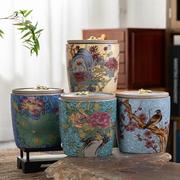 珐琅彩陶瓷茶叶罐，粗陶密封罐红茶普洱储茶罐容量250克可发