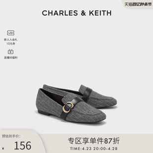 CHARLES＆KEITH春夏女鞋CK1-70380889金属扣带饰平跟通勤乐福鞋女