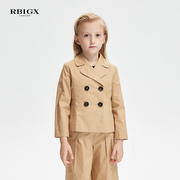 rbigx瑞比克童装春季女童英伦，复古风翻领设计感纯棉潮流西服