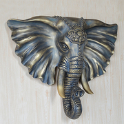 大象头墙挂装饰品欧美中式入户玄关客厅沙发X背景壁面壁饰