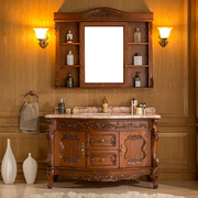 帝谷美国红橡木，欧式浴室柜豪华卫生间，仿古浴室柜镜柜组合
