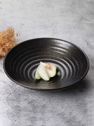 日式餐具创意黑色复古个性陶瓷菜盘子家用盘碟子，碗盘组合碗碟套装