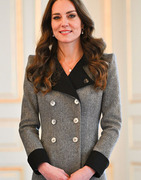 凯特王妃同款灰色毛，呢大衣2024冬女名媛欧美大牌，修身中长风衣外套