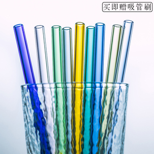 创意玻璃吸管耐热防口红，多用途透明环保，珍珠奶茶水杯弯头直管吸管