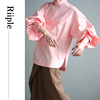 riiple初秋日式圆领泡泡，袖衬衫hyke风捏褶袖后背，系扣灯笼袖罩衫