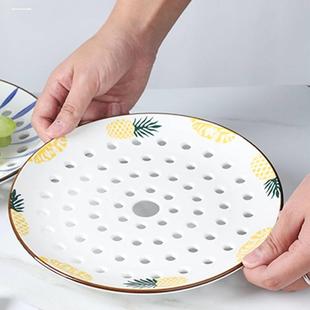 饺子盘沥水单层盘陶瓷大号水饺，盘家用骨瓷创意水果盘菜盘托盘蒸盘
