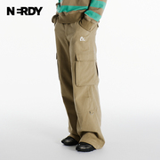 nerdy2024春冬双腰头设计阔腿多口袋，工装裤情侣同款休闲长裤