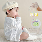 宝宝春夏薄款婴儿衣服，网眼针织长袖小开衫外套婴幼儿小披肩上衣