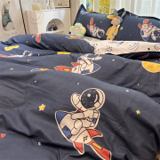 可爱床上三四件套卡通遨游星空简约床单被套斜纹纯棉全棉学生宿舍