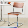 设计师餐椅家用餐厅椅子现代简约复古弯曲木靠背椅黑色金属弓形椅
