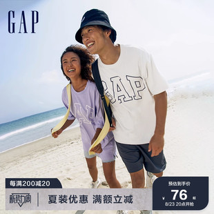 gap男女装重磅t恤logo字母，纯棉运动809021夏季情侣水洗棉短袖