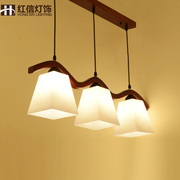 新中式吊灯实木艺术中国风茶楼中式餐厅灯三头红木设计师木艺灯具