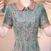 高级桑蚕丝简约时尚妈妈减龄礼服裙2025夏季新款中老年修身连衣裙
