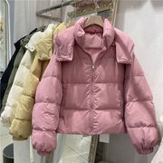 连帽宽松棉服女短款2023年秋冬季糖果色小个子面包，服保暖外套潮流