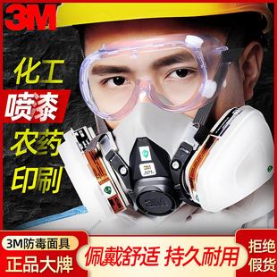 3m防毒面具防毒面罩喷漆专用6200防尘毒，工业气体防护面具呼吸面覃
