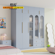 橙柠现代简约卧室衣柜，自由组合衣柜，一门到顶衣橱ins风玻璃门衣柜