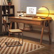 书桌学生家用简易实木，腿电脑桌台式办公桌卧室简约学习桌写字桌子