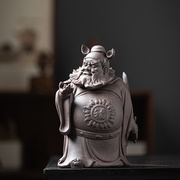 紫砂钟馗天师赐福摆件中式家居客厅玄关办公室创意陶瓷工艺品摆设
