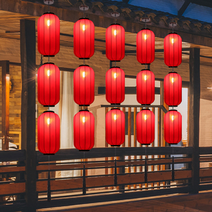 灯笼吊灯新中式布艺餐饮火锅店餐厅，连串室外中国风灯具仿古灯装饰