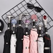 创意个性骷髅头红宝石黑胶遮阳防晒紫外线，晴雨两用女三折叠太阳伞