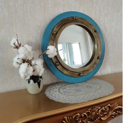 地中海造型浴室壁挂防水化妆打孔树脂玄关装饰梳妆欧式蓝色镜子