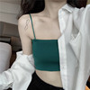 韩版ins墨绿色暗绿复古深绿色修身内搭针织弹力，短款小吊带背心夏