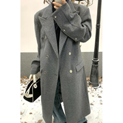 kksoul冬季高级感毛呢大衣，韩系外套小众设计感宽松加厚风衣西装