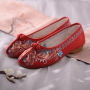 老北京布鞋民族风红色绣花鞋，女结婚中式婚鞋新娘，秀禾鞋汉服鞋春夏