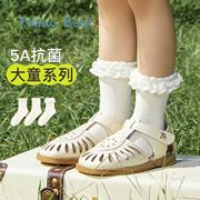 尼多熊2024女童袜子白袜子夏季薄款棉袜花边公主袜儿童袜子蕾丝袜