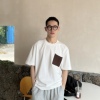 nick tian 韩系极简针织口袋设计夏季圆领套头短袖T恤男宽松休闲
