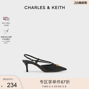 CHARLES&KEITH春夏女鞋CK1-60361403女士金属装饰尖头高跟凉鞋