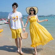 海边拍照情侣装波西米亚沙滩长裙，超仙女普吉岛泰国三亚穿搭男套装