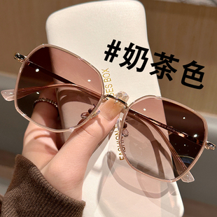 韩系奶茶色墨镜女2024新款可配有度数太阳镜大脸偏光眼镜开车专用